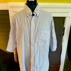 Britches Seersucker Blue and White Striped Men's Shirt-XL